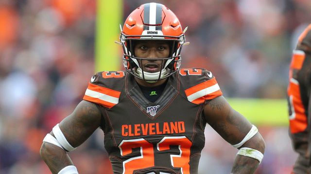 CLEVELAND, OH - NOVEMBER 10: Cleveland Browns safety Damarious Randall (23) on the field during the fourth quarter of the National Football League game between the Buffalo Bills and Cleveland Browns on November 10, 2019, at FirstEnergy Stadium in Cleveland, OH.