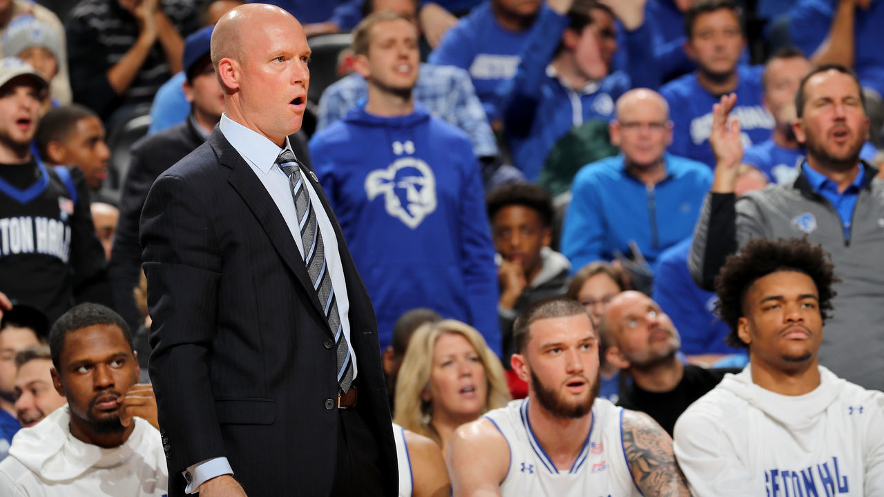 NEWARK, NEW JERSEY - NOVEMBER 14: Head coach Kevin Willard of the Seton Hall Pirates reacts in the second half against the Michigan State Spartans at Prudential Center on November 14, 2019 in Newark, New Jersey.The Michigan State Spartans defeated the Seton Hall Pirates 76-73.