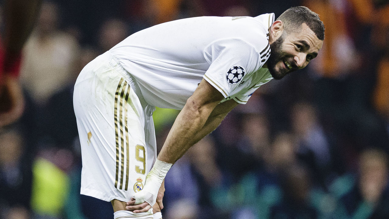 ISTANBUL, TURKEY - OCTOBER 22: Karim Benzema of Real Madrid reacts during the UEFA Champions League group A match between Galatasaray and Real Madrid at Turk Telekom Arena on October 22, 2019 in Istanbul, Turkey.