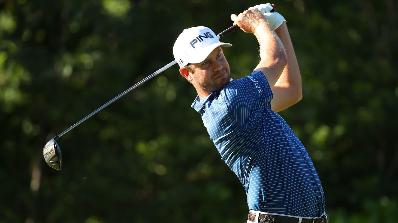PLAYA DEL CARMEN, MEXICO - NOVEMBER 16: Harris English of the United States plays his shot from the seventh tee during the second round of the Mayakoba Golf Classic at El Camaleon Mayakoba Golf Course on November 16, 2019 in Playa del Carmen, Mexico.