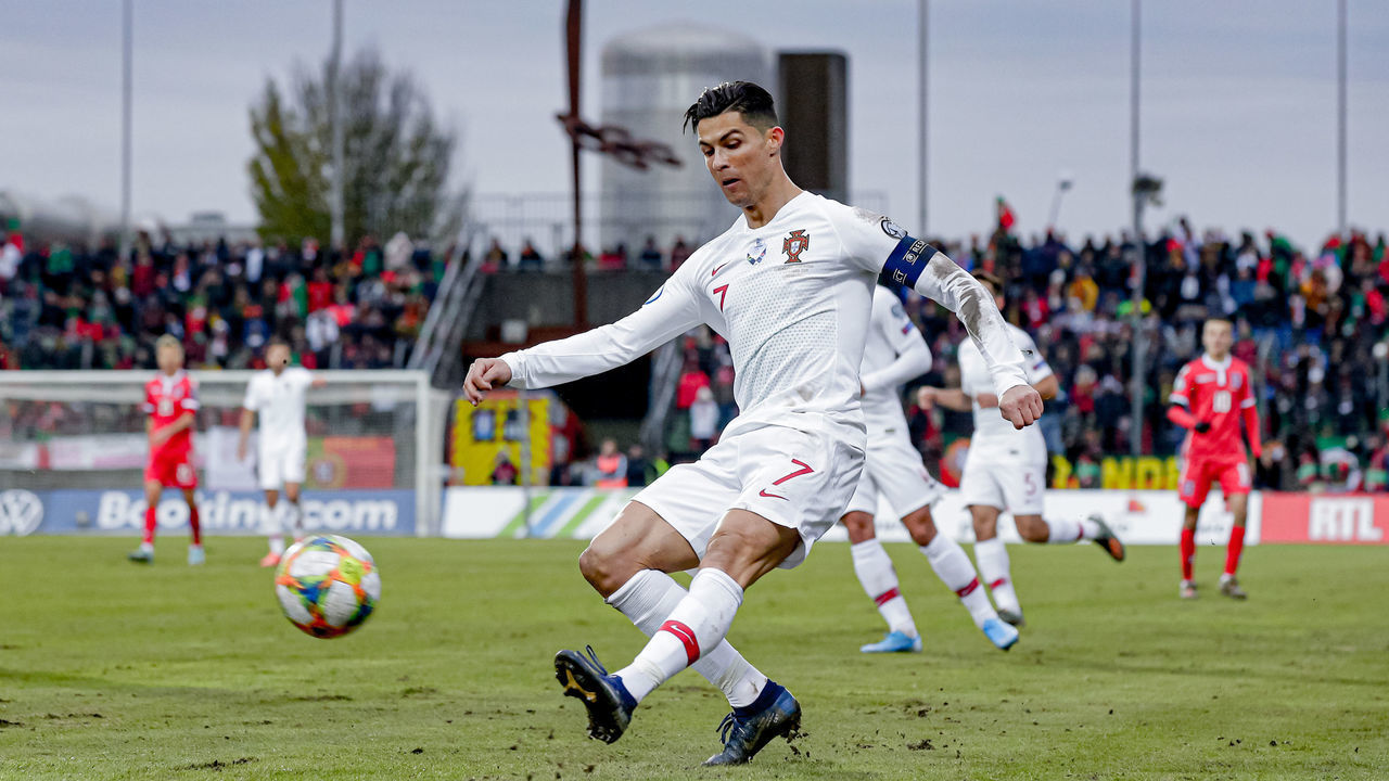 , LUXEMBOURG - NOVEMBER 17: Cristiano Ronaldo of Portugal during the EURO Qualifier match between Luxembourg v Portugal on November 17, 2019
