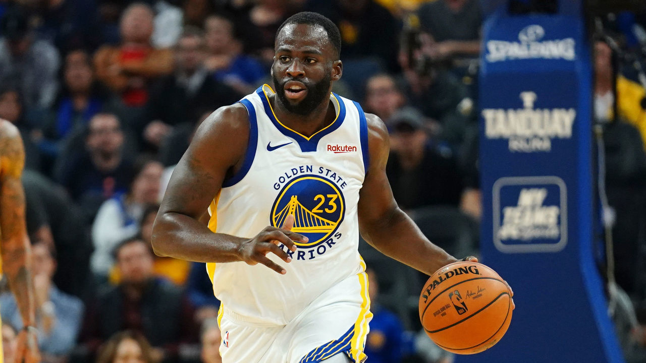 SAN FRANCISCO, CALIFORNIA - NOVEMBER 11: Draymond Green #23 of the Golden State Warriors dribbles during the first half against the Utah Jazz at Chase Center on November 11, 2019 in San Francisco, California. NOTE TO USER: User expressly acknowledges and agrees that, by downloading and/or using this photograph, user is consenting to the terms and conditions of the Getty Images License Agreement.