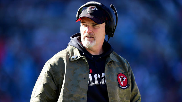 CHARLOTTE, NORTH CAROLINA - NOVEMBER 17: Head coach Dan Quinn of the Atlanta Falcons during their game against the Carolina Panthers at Bank of America Stadium on November 17, 2019 in Charlotte, North Carolina.