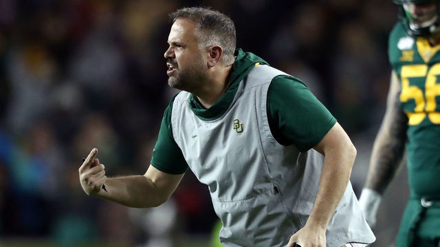 WACO, TEXAS - NOVEMBER 16: Head coach Matt Rhule of the Baylor Bears in the first half at McLane Stadium on November 16, 2019 in Waco, Texas.