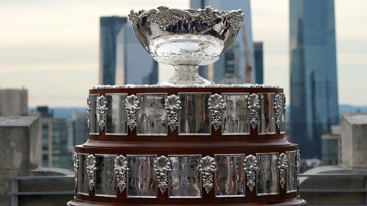 The Davis Cup Trophy is displayed at Davis Cup Presentation on September 5, 2019 in New York.