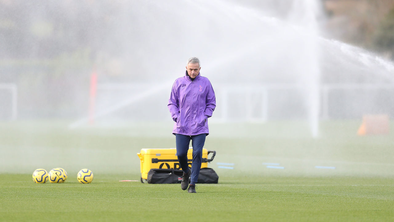 ENFIELD, ENGLAND - NOVEMBER 20: Jose Mourinho, Head Coach of Tottenham Hotspur during the Tottenham Hotspur training session at Tottenham Hotspur Training Centre on November 20, 2019 in Enfield, England.
