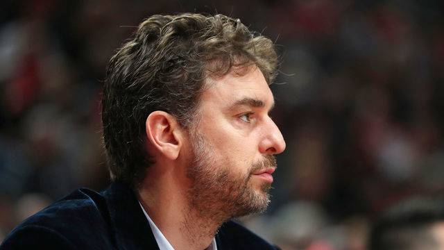 PORTLAND, OREGON - OCTOBER 23: Pau Gasol #16 of the Portland Trail Blazers looks on against the Denver Nuggets in the first quarter during their season opener at Moda Center on October 23, 2019 in Portland, Oregon.