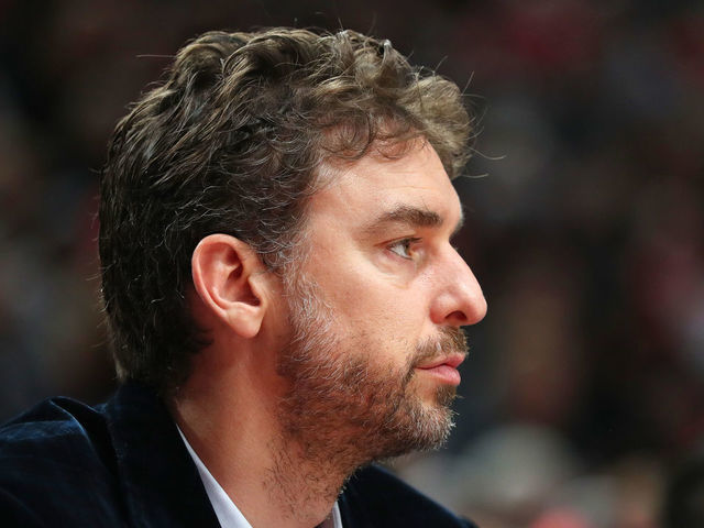 PORTLAND, OREGON - OCTOBER 23: Pau Gasol #16 of the Portland Trail Blazers looks on against the Denver Nuggets in the first quarter during their season opener at Moda Center on October 23, 2019 in Portland, Oregon.