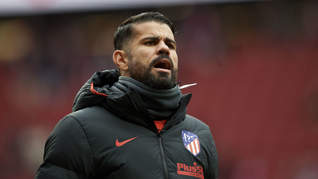 Diego Costa of Atletico Madrid during the warm-up before the Liga match between Club Atletico de Madrid and RCD Espanyol at Wanda Metropolitano on November 10, 2019 in Madrid, Spain.