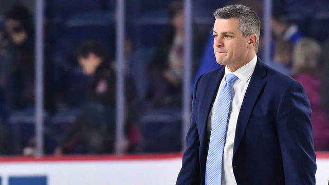 LAVAL, QC - DECEMBER 22: Head coach of the Toronto Marlies Sheldon Keefe looks on after a victory against the Laval Rocket during the AHL game at Place Bell on December 22, 2018 in Laval, Quebec, Canada. The Toronto Marlies defeated the Laval Rocket 2-0.