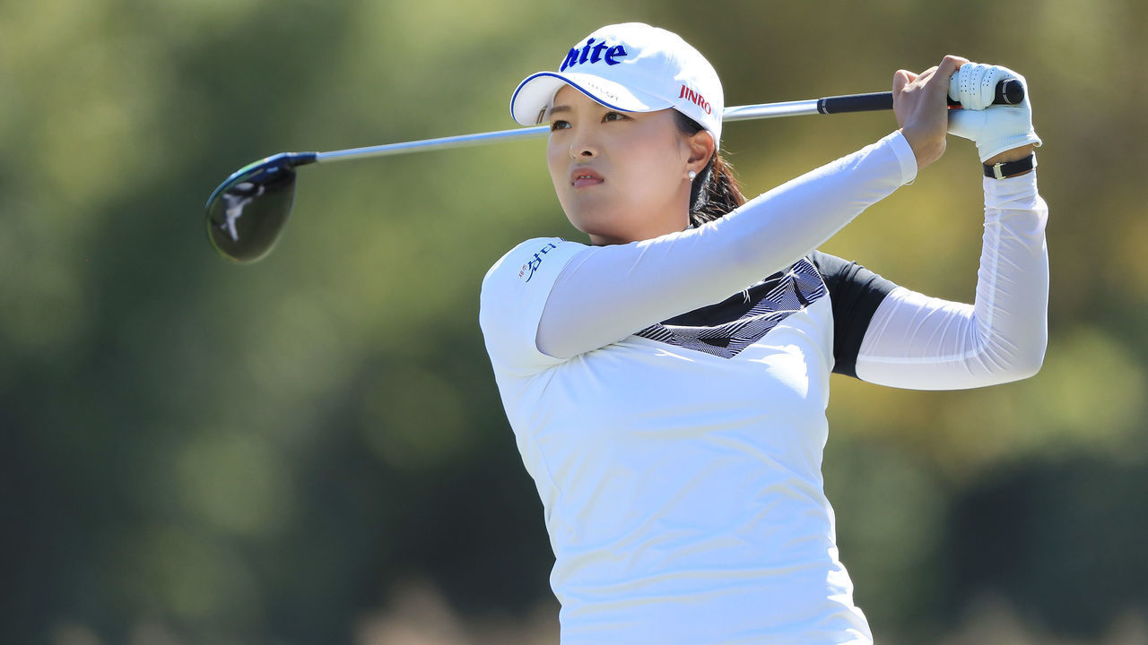 NAPLES, FLORIDA - NOVEMBER 21: Jin Young Ko of Korea plays her shot from the third tee during the first round of the CME Group Tour Championship at Tiburon Golf Club on November 21, 2019 in Naples, Florida.