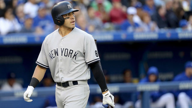 TORONTO, ON - SEPTEMBER, 24 New York Yankees center fielder Jacoby Ellsbury (22) is out on strikes in the fourth and looks back at the screen to se what went wrong. The Toronto Blue Jays played one of their final home games of the season against the New York Yankees at the Rogers Centre in Toronto. This is the second of their 4 game series. September 24, 2016 (Richard Lautens/Toronto Star via Getty Images)