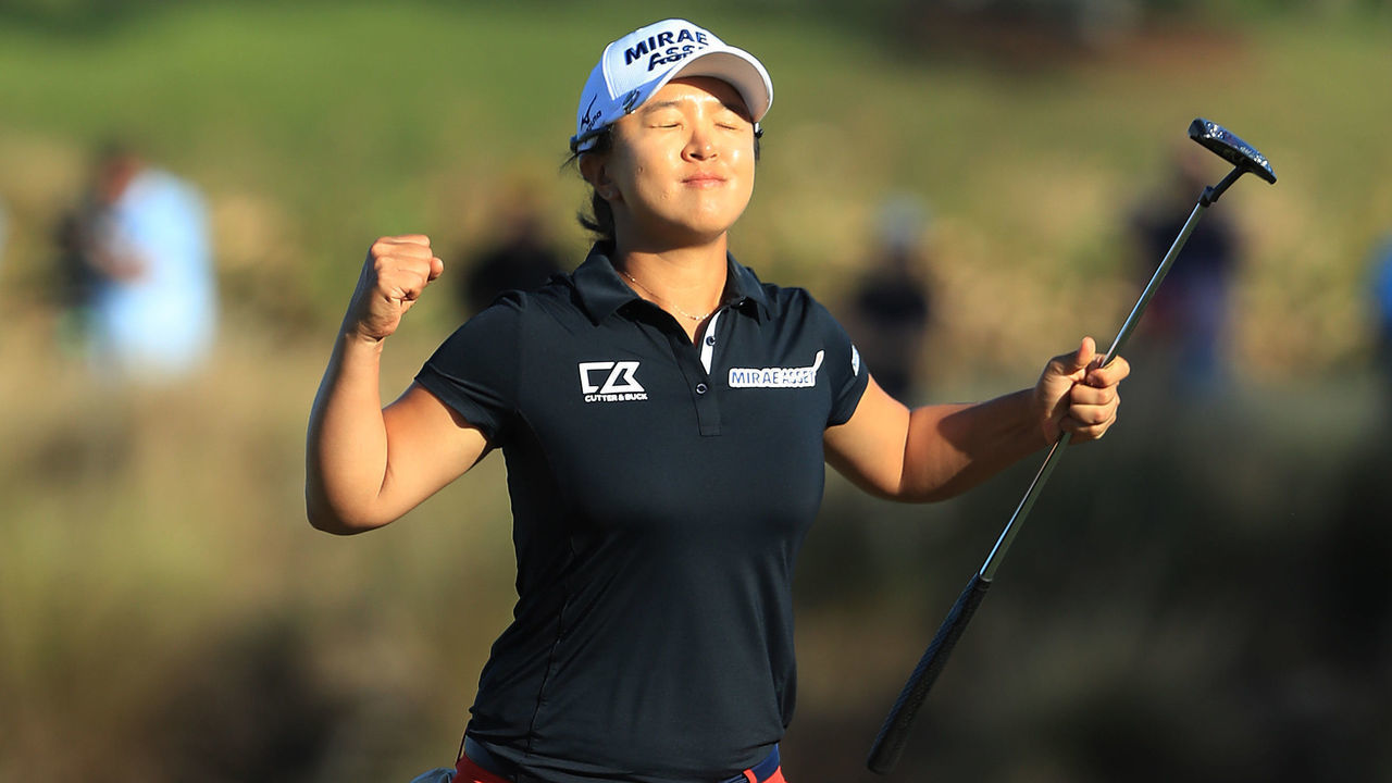 NAPLES, FLORIDA - NOVEMBER 24: Sei Young Kim of South Korea celebrates after making a putt on the 18th green to win the CME Group Tour Championship at Tiburon Golf Club on November 24, 2019 in Naples, Florida.