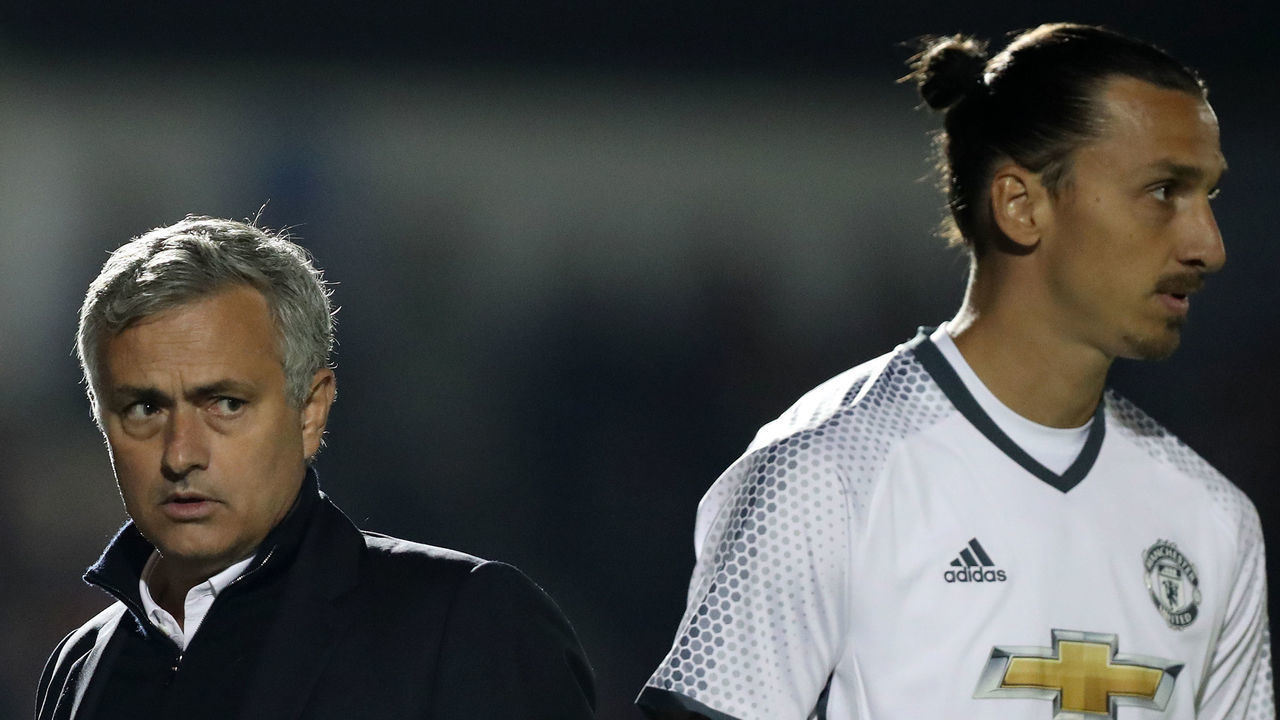 Manchester United's manager Jose Mourinho and Zlatan Ibrahimovic