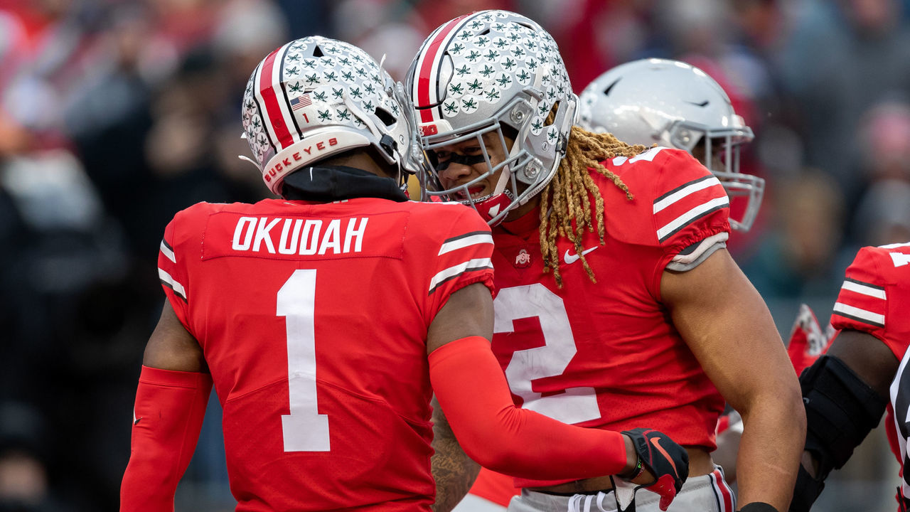 COLUMBUS, OH - NOVEMBER 23: Chase Young #2 of the Ohio State Buckeyes reacts after a tackle during game action between the Ohio State Buckeyes and the Penn State Nittany Lions on November 23, 2019, at Ohio Stadium in Columbus, OH.