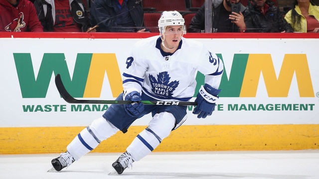 GLENDALE, ARIZONA - NOVEMBER 21: Tyson Barrie #94 of the Toronto Maple Leafs in action during the NHL game against the Arizona Coyotes at Gila River Arena on November 21, 2019 in Glendale, Arizona. The Maple Leafs defeated the Coyotes 3-1.