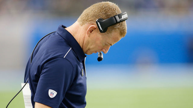 DETROIT, MI - NOVEMBER 17: Dallas Cowboys head coach Jason Garrett looks on during a regular season game between the Dallas Cowboys and the Detroit Lions on November 17, 2019 at Ford Field in Detroit, Michigan.