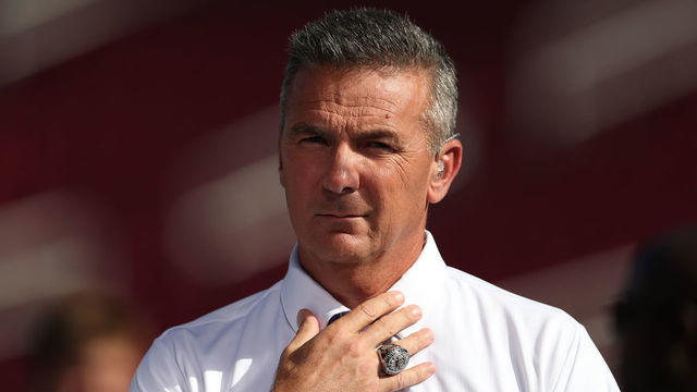 LOS ANGELES, CALIFORNIA - SEPTEMBER 20: Former player Urban Meyer, rumored to be the next USC head coach, appears at the USC game against the Utah Utes at Los Angeles Memorial Coliseum on September 20, 2019 in Los Angeles, California.