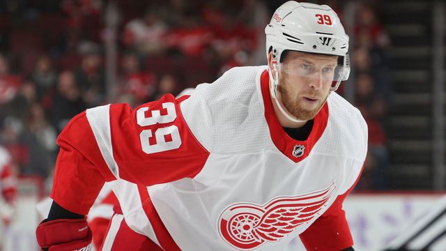 NEWARK, NEW JERSEY - NOVEMBER 23: Anthony Mantha #39 of the Detroit Red Wings skates against the New Jersey Devils at the Prudential Center on November 23, 2019 in Newark, New Jersey. The Devils defeated the Red Wings 5-1.
