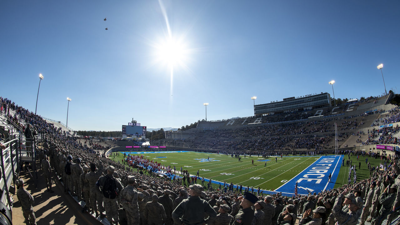COLORADO SPRINGS, CO - NOVEMBER 10: The Air Force Falcons take on the New Mexico Lobos at Falcon Stadium on November 10, 2018 in Colorado Springs, Colorado.