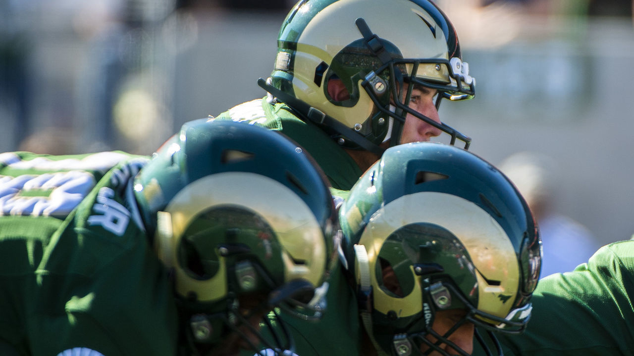 FORT COLLINS, CO - OCTOBER 13: K.J. Carta-Samuels #1 of the Colorado State Rams waits for the snap against the New Mexico Lobos during the first half on October 13, 2018 in Fort Collins, Colorado.