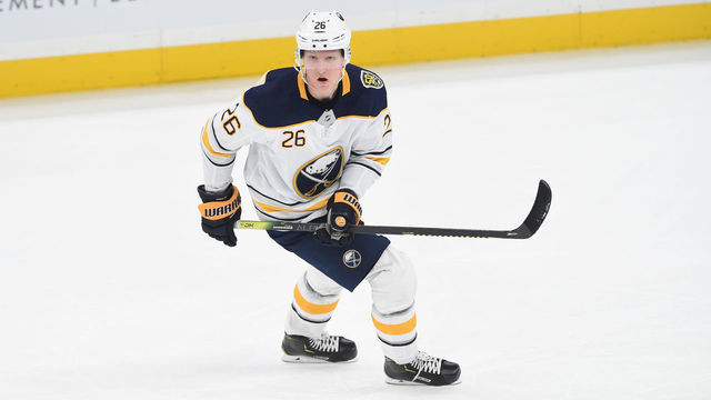 BOSTON, MA - NOVEMBER 21: Rasmus Dahlin #26 of the Buffalo Sabres skates against the Boston Bruins at the TD Garden on November 21, 2019 in Boston, Massachusetts.