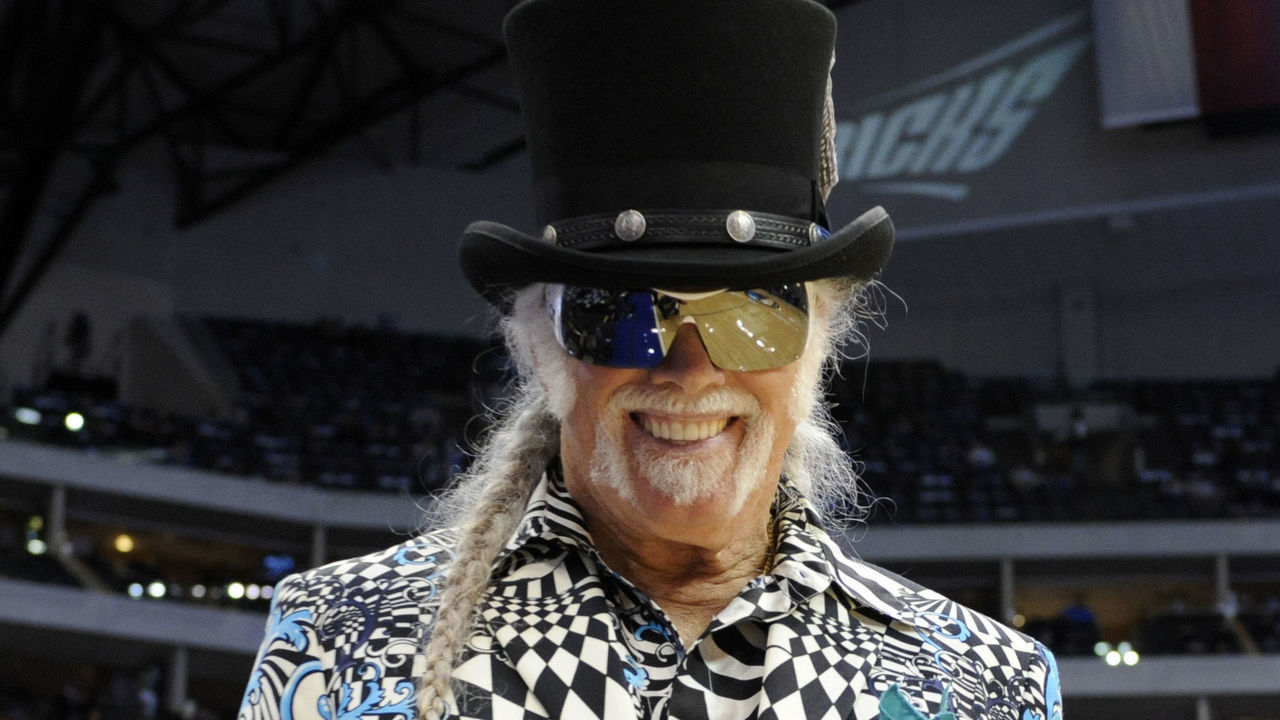 January 04, 2011: Mavericks season ticket holder and huge fan Don Knobler dresses up in checkered suit and top hat for an NBA game between the Portland Trailblazers and the Dallas Mavericks at the American Airlines Center in Dallas, TX Dallas defeated Portland 84-81