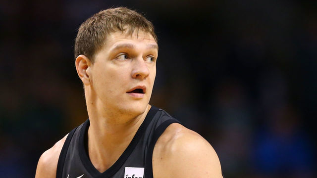 BOSTON, MA - APRIL 11: Timofey Mozgov #20 of the Brooklyn Nets looks on during a game against the Boston Celtics at TD Garden on April 11, 2018 in Boston, Massachusetts.