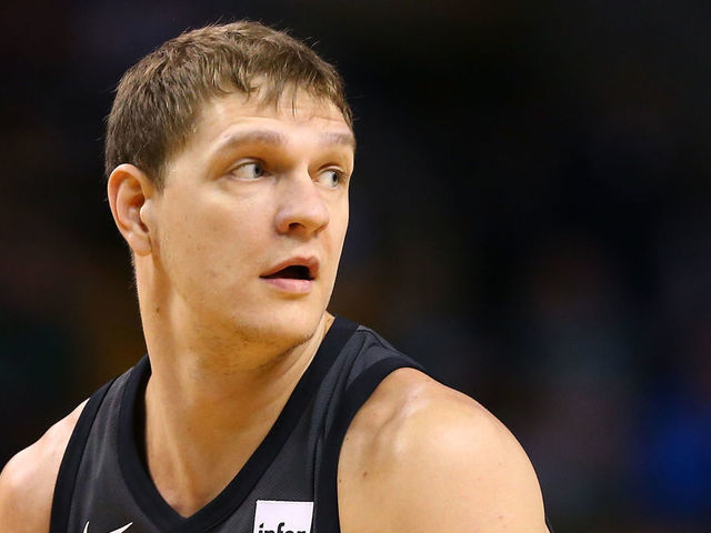 BOSTON, MA - APRIL 11: Timofey Mozgov #20 of the Brooklyn Nets looks on during a game against the Boston Celtics at TD Garden on April 11, 2018 in Boston, Massachusetts.
