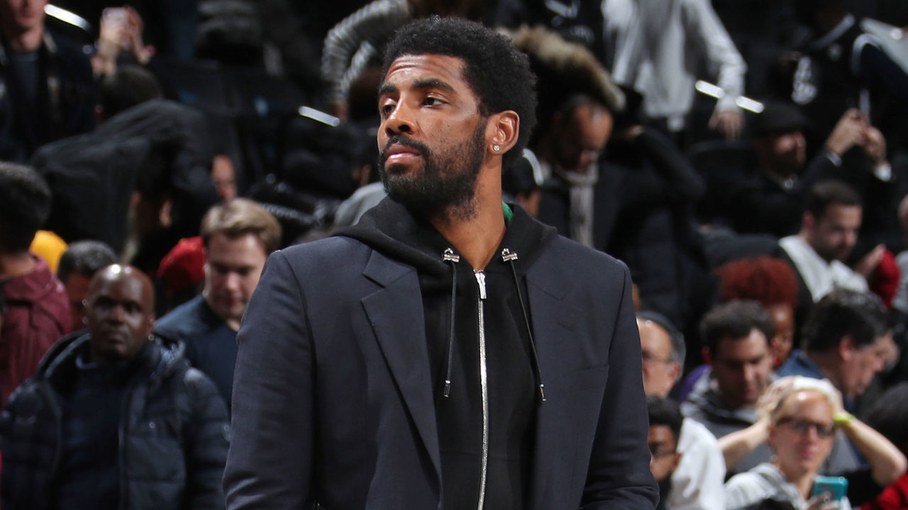 BROOKLYN, NY - NOVEMBER 18: Kyrie Irving #11 of the Brooklyn Nets seen during the game against the Indiana Pacers on November 18, 2019 at Barclays Center in Brooklyn, New York. Mandatory Copyright Notice: Copyright 2019 NBAE