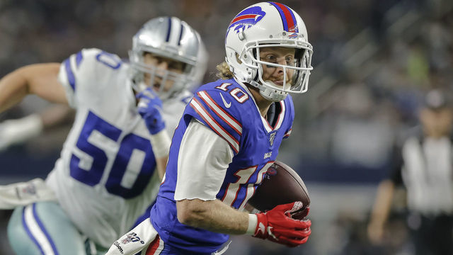 ARLINGTON, TX - NOVEMBER 28: Buffalo Bills wide receiver Cole Beasley (10) scores a touchdown during the game between the Dallas Cowboys and the Buffalo Bills on November 28, 2019 at AT&T Stadium in Arlington, Texas.