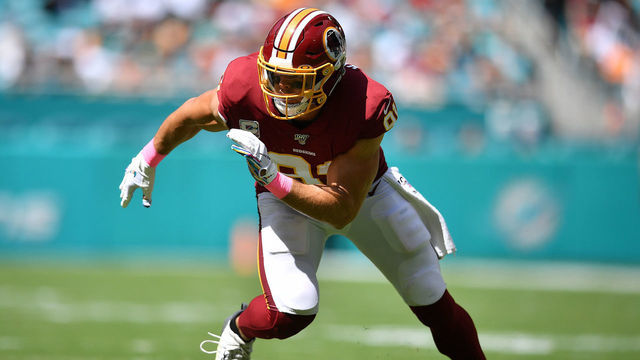 MIAMI, FLORIDA - OCTOBER 13: Ryan Kerrigan #91 of the Washington Redskins in action against the Miami Dolphins in the first quarter at Hard Rock Stadium on October 13, 2019 in Miami, Florida.