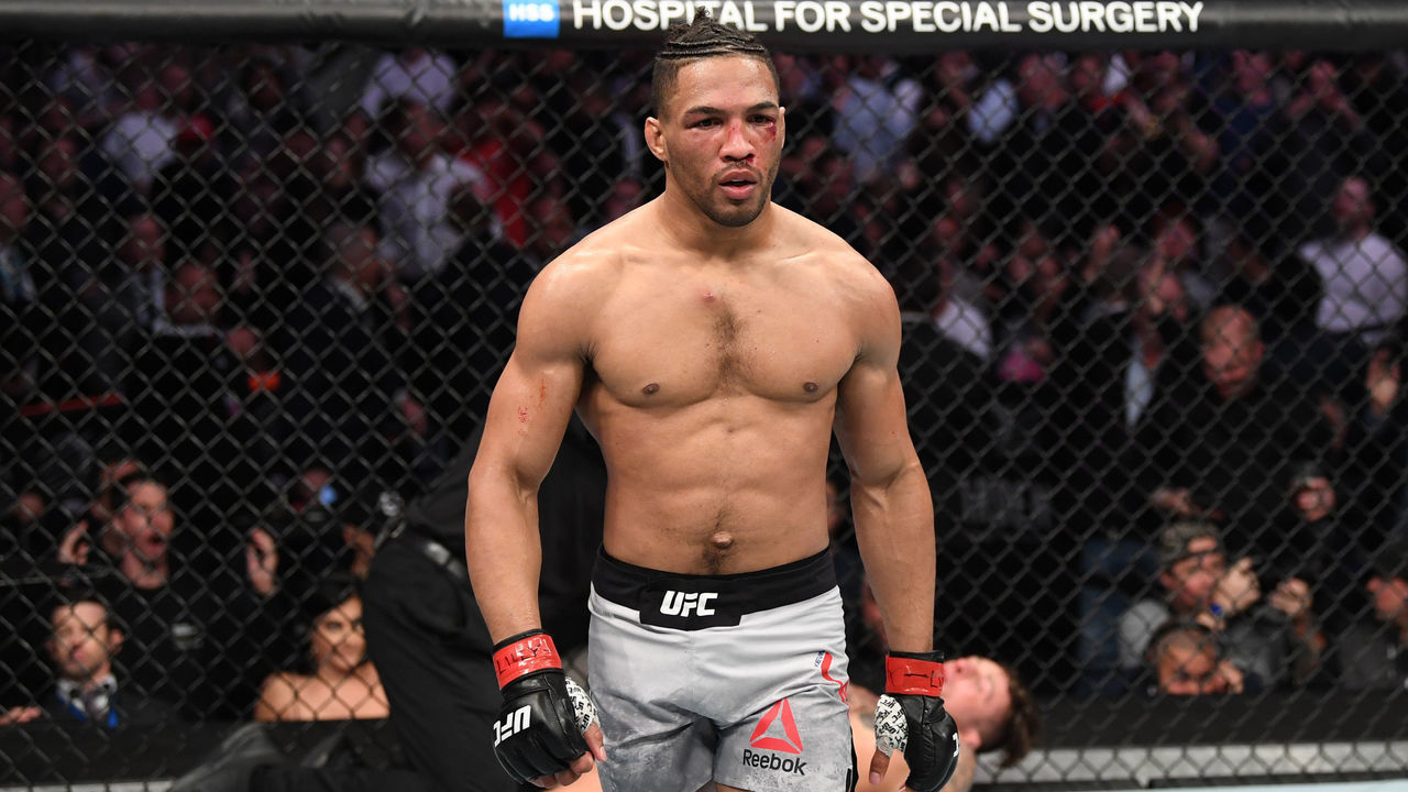 NEW YORK, NEW YORK - NOVEMBER 02: Kevin Lee celebrates his KO victory over Gregor Gillespie in their lightweight bout during the UFC 244 event at Madison Square Garden on November 02, 2019 in New York City.