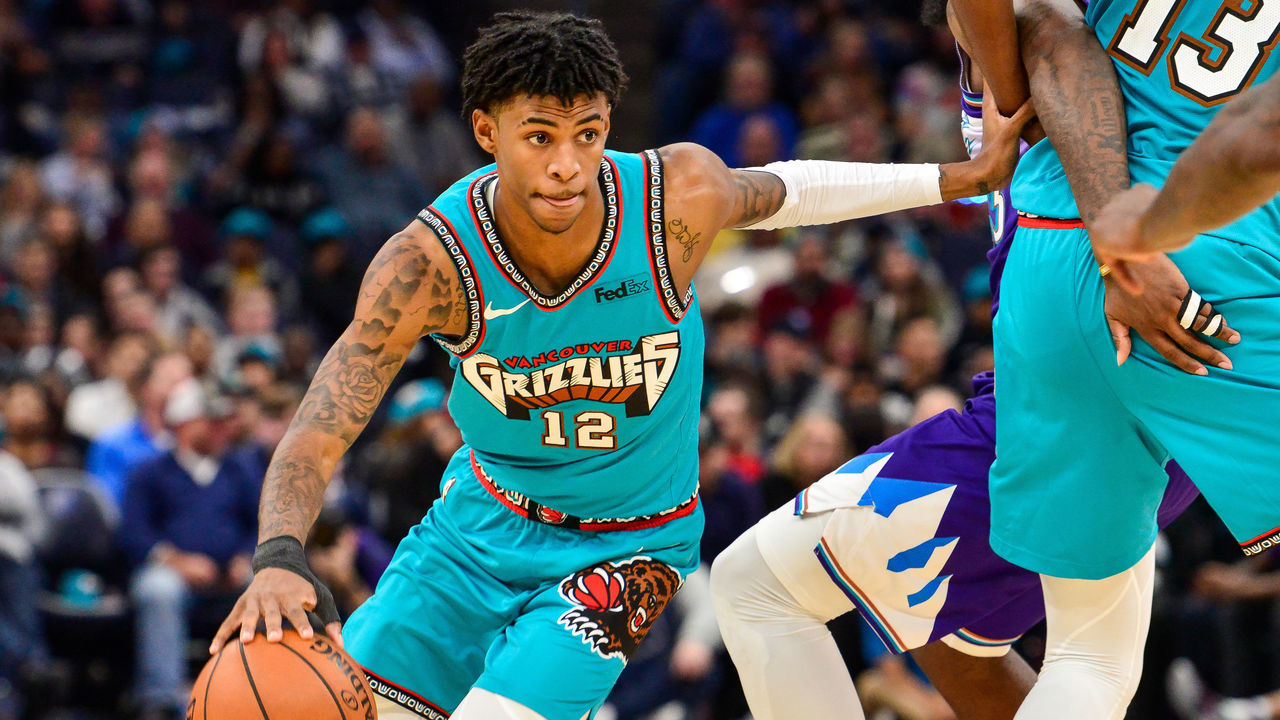 MEMPHIS, TN - NOVEMBER 29: Ja Morant #12 of the Memphis Grizzlies handles the ball against the Utah Jazz during the second half at FedExForum on November 29, 2019 in Memphis, Tennessee. NOTE TO USER: User expressly acknowledges and agrees that, by downloading and/or using this photograph, user is consenting to the terms and conditions of the Getty Images License Agreement.
