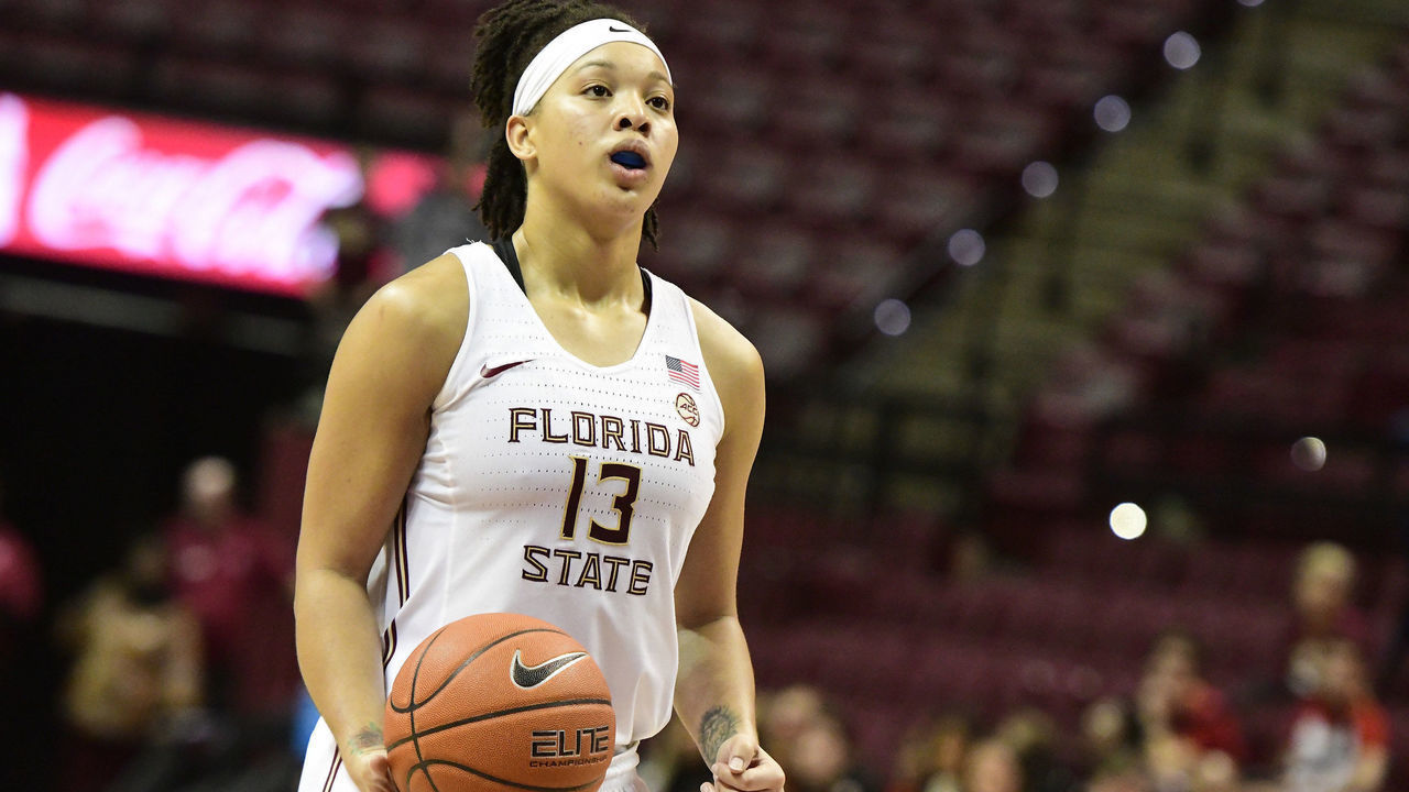 TALLAHASSEE, FL - FEBRUARY 07: Nausia Woolfolk (13) guard Florida State University (FSU) Seminoles attempts a free throw following a foul by a NC State Wolfpack in an Atlantic Coast Conference (ACC) match-up, Thursday, February 7, 2019, at Donald Tucker Center in Tallahassee, Florida.