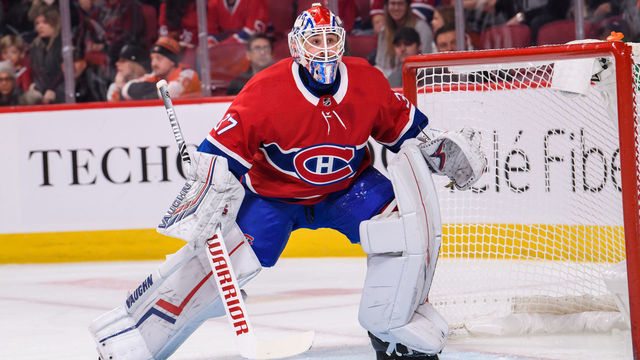 MONTREAL, QC - NOVEMBER 30: Keith Kinkaid (37) of the Montreal Canadiens tends net during the first period of the NHL game between the Philadelphia Flyers and the Montreal Canadiens on November 30, 2019, at the Bell Centre in Montreal, QC