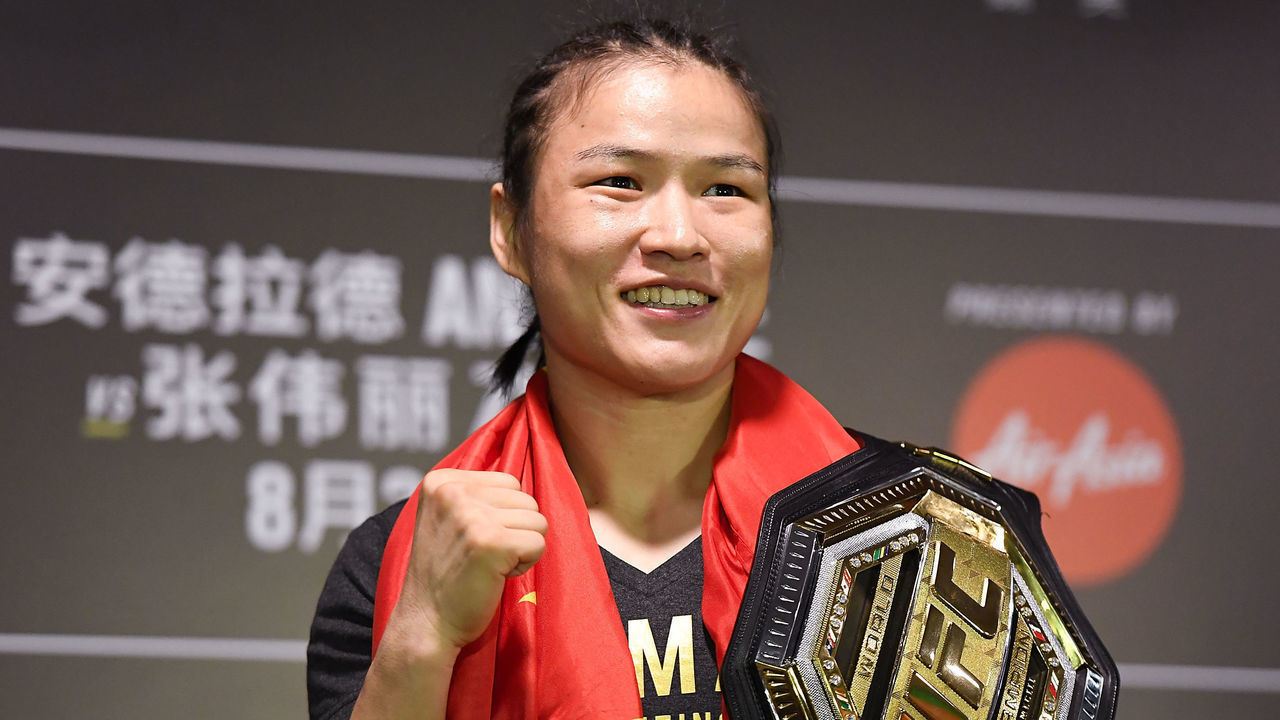 SHENZHEN, CHINA - AUGUST 31: Zhang Weili of China attends the press conference after the UFC Fight Night event at Shenzhen Universiade Sports Centre on August 31, 2019 in Shenzhen, China.
