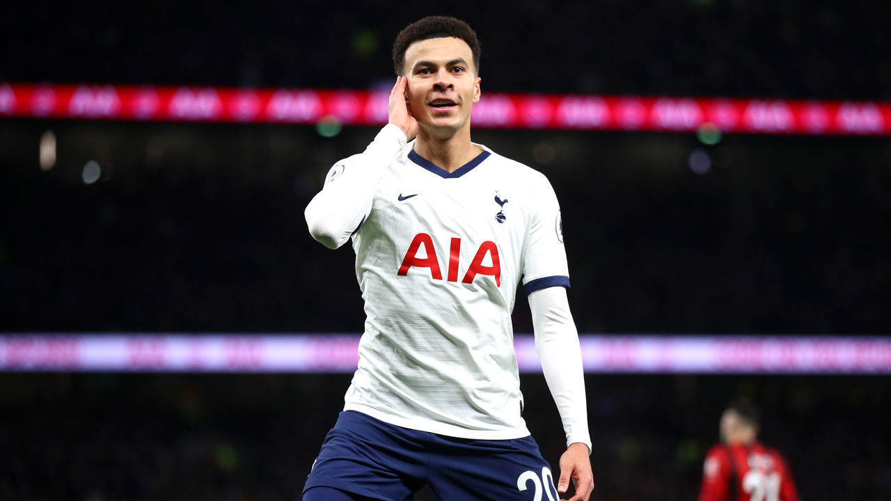 LONDON, ENGLAND - NOVEMBER 30: Dele Alli of Tottenham Hotspur celebrates after scoring his team's second goal during the Premier League match between Tottenham Hotspur and AFC Bournemouth at Tottenham Hotspur Stadium on November 30, 2019 in London, United Kingdom.
