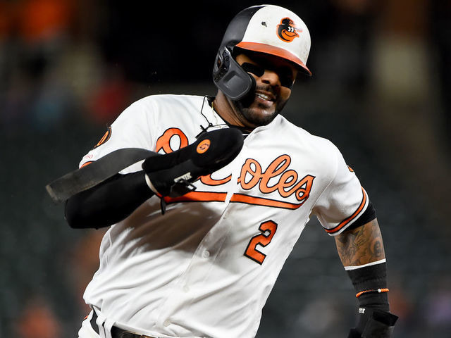 BALTIMORE, MD - SEPTEMBER 18: Jonathan Villar #2 of the Baltimore Orioles rounds third base to score during the second inning against the Toronto Blue Jays at Oriole Park at Camden Yards on September 18, 2019 in Baltimore, Maryland.