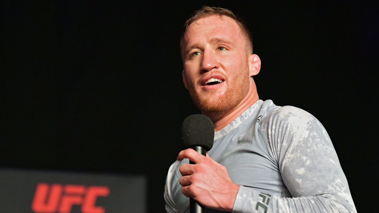 PHILADELPHIA, PA - MARCH 27: Justin Gaethje talks to the crowd prior to his lightweight fight against Edson Barboza at 2300 Arena on March 27, 2019 in Philadelphia, Pennsylvania.