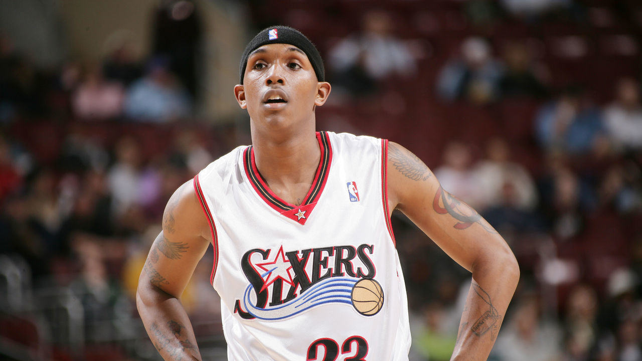 PHILADELPHIA - MARCH 14: Louis Williams #23 of the Philadelphia 76ers looks on against the Toronto Raptors on March 14, 2006 at the Wachovia Center in Philadelphia, Pennsylvania. The Raptors won 111-97. NOTE TO USER: User expressly acknowledges and agrees that, by downloading and or using this photograph, User is consenting to the terms and conditions of the Getty Images License Agreement. Mandatory Copyright Notice: Copyright 2006 NBAE