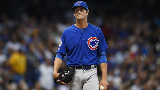 MILWAUKEE, WISCONSIN - SEPTEMBER 06: Cole Hamels #35 of the Chicago Cubs reacts to a home run during a game against the Milwaukee Brewers at Miller Park on September 06, 2019 in Milwaukee, Wisconsin.