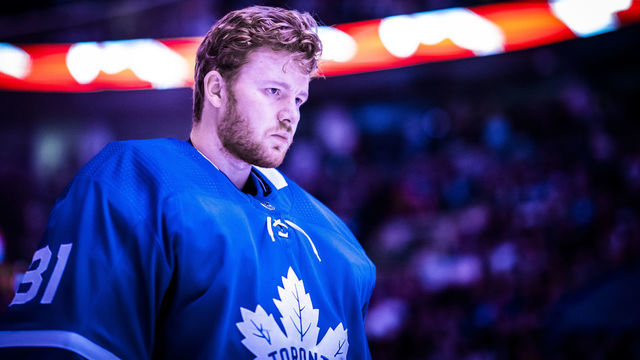 TORONTO, ON - NOVEMBER 30: Frederik Andersen #31 of the Toronto Maple Leafs stands on the ice before playing the Buffalo Sabres at the Scotiabank Arena on November 30, 2019 in Toronto, Ontario, Canada.