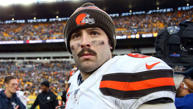 PITTSBURGH, PA - DECEMBER 01: Baker Mayfield #6 of the Cleveland Browns walks off the field after losing to the Pittsburgh Steelers 20-13 on December 1, 2019 at Heinz Field in Pittsburgh, Pennsylvania.