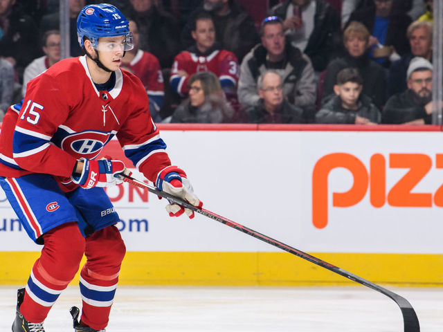 MONTREAL, QC - NOVEMBER 30: Jesperi Kotkaniemi (15) of the Montreal Canadiens skates during the first period of the NHL game between the Philadelphia Flyers and the Montreal Canadiens on November 30, 2019, at the Bell Centre in Montreal, QC