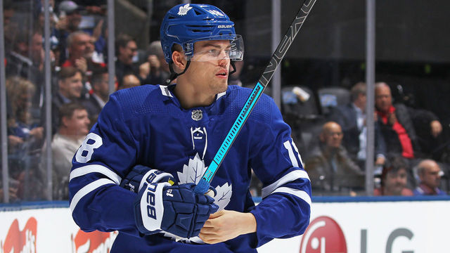 TORONTO, ON - DECEMBER 4: Andreas Johnsson #18 of the Toronto Maple Leafs gets set to play against the Colorado Avalanche in an NHL game at Scotiabank Arena on December 4, 2019 in Toronto, Ontario, Canada. The Avalanche defeated the Maple Leafs 3-1.