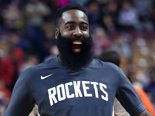 TORONTO, ON - DECEMBER 05: James Harden #13 of the Houston Rockets during warm up for an NBA game against the Toronto Raptors at Scotiabank Arena on December 05, 2019 in Toronto, Canada.