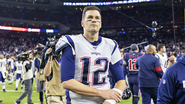 HOUSTON, TX - DECEMBER 1: Tom Brady #12 of the New England Patriots walks off the field after a loss to the Houston Texans at NRG Stadium on December 1, 2019 in Houston, Texas. The Texans defeated the Patriots 28-22.