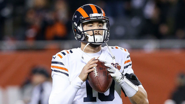 CHICAGO, ILLINOIS - DECEMBER 05: Mitchell Trubisky #10 of the Chicago Bears warms up before the game against the Dallas Cowboys at Soldier Field on December 05, 2019 in Chicago, Illinois.