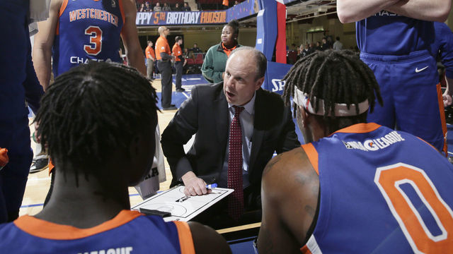WHITE PLAINS, NY - FEBRUARY 8: Head Coach Mike Miller of the Westchester Knicks coaches his 100th victory against the Canton Charge at the Westchester County Center on February 8, 2019 in White Plains, New York. NOTE TO USER: User expressly acknowledges and agrees that, by downloading and/or using this photograph, user is consenting to the terms and conditions of the Getty Images License Agreement. Mandatory Copyright Notice: Copyright 2019 NBAE